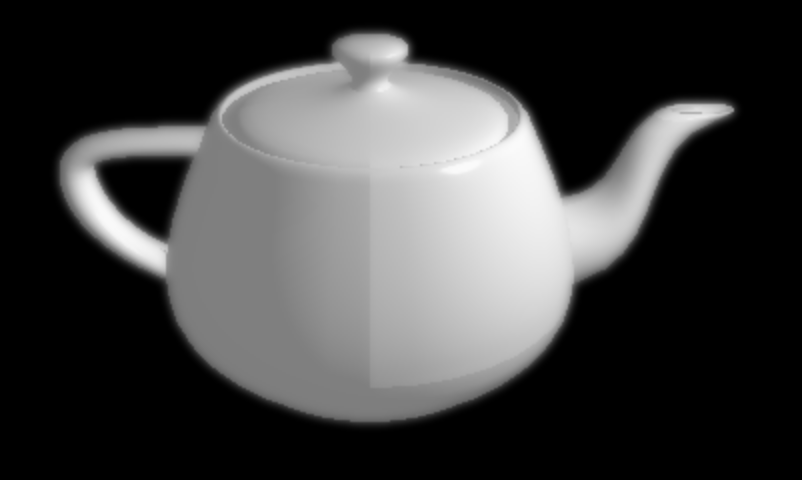 Image of teapot with depth of field post processing